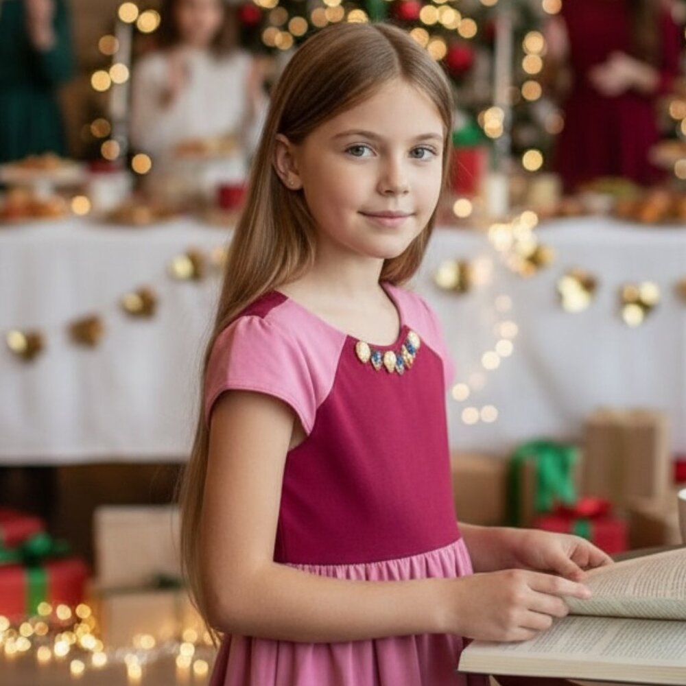 Zoe Ltd Girls Embellished Colorblock Dress Size 10